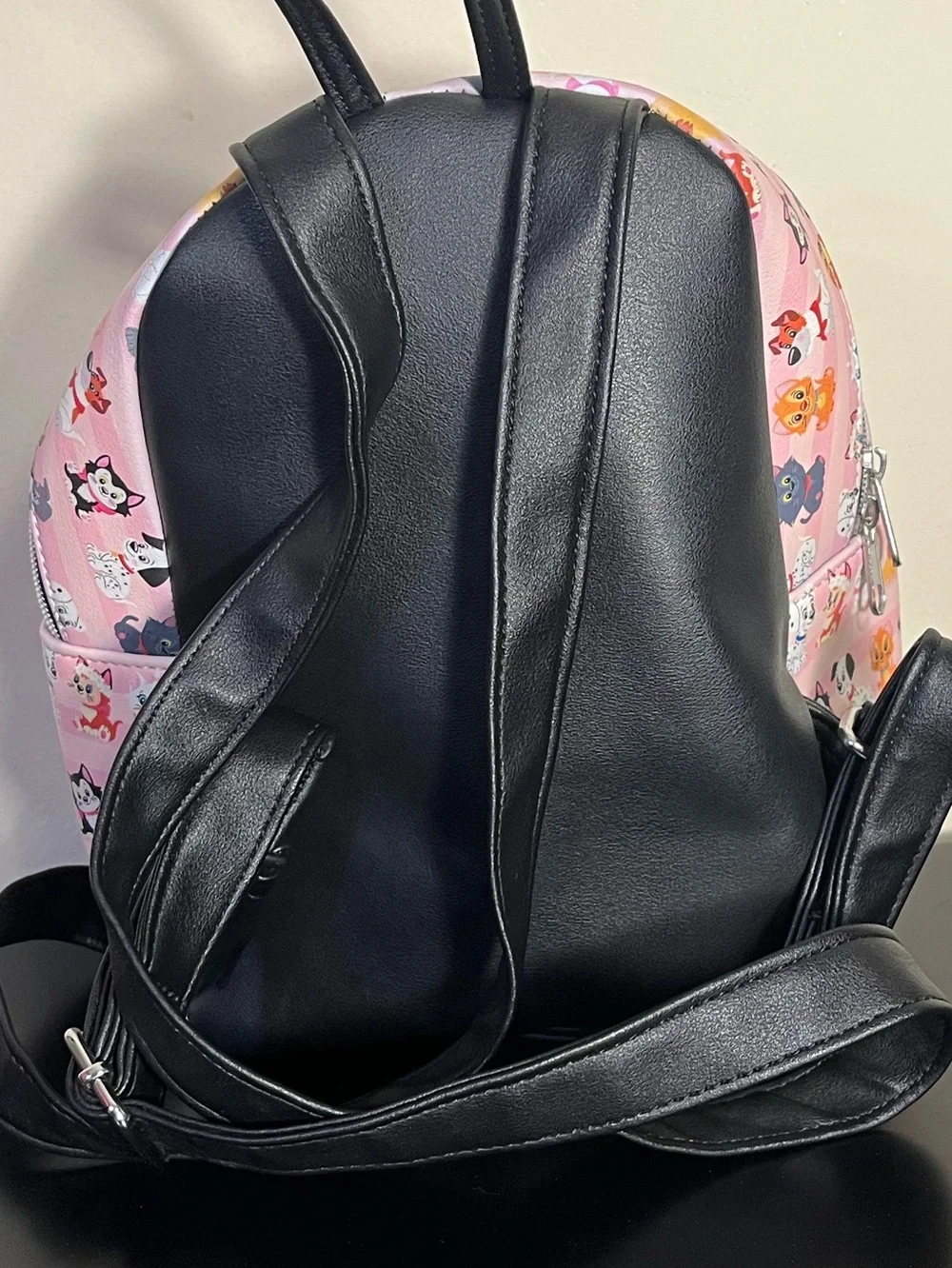 Loungefly Disney Cats & Dogs Mini Backpack Pink Stripe Animal Print